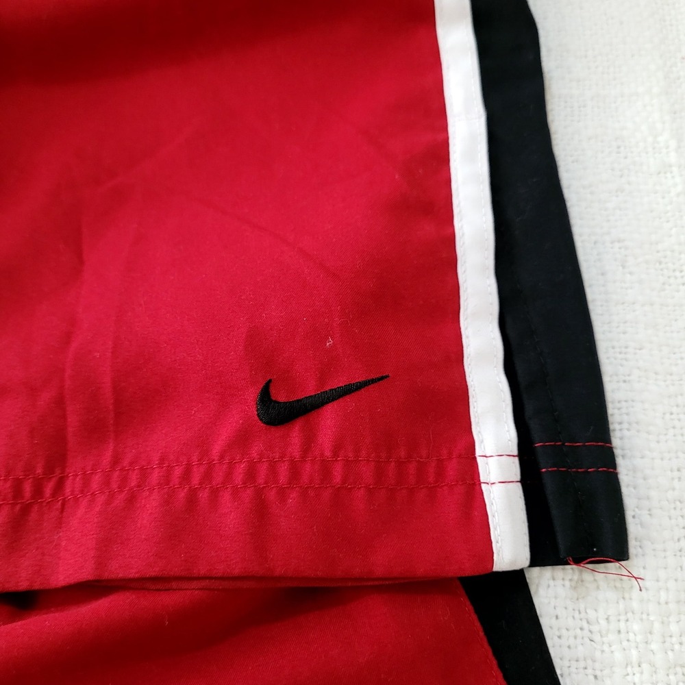 Nike Boys Red Track Pants Black White Side Stripe Swoosh Logo Size Medium